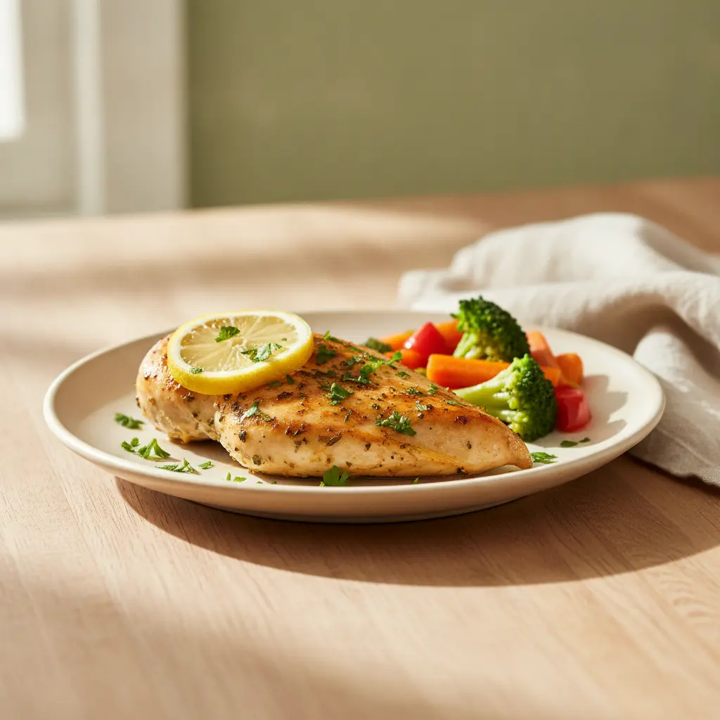 A simple, colorful low-sodium dinner plate